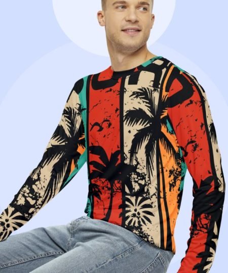 Modern Tropical Splash Long Sleeve Shirt Black