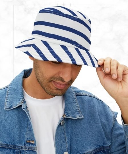 Blue and White Striped Unisex Bucket Hat
