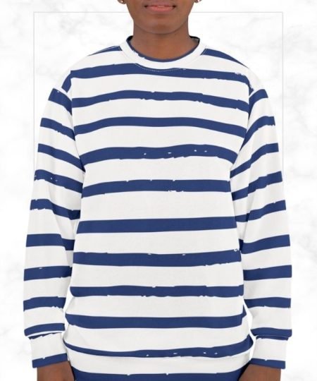 Classic Blue and White Striped Unisex Long Sleeve Sweatshirt