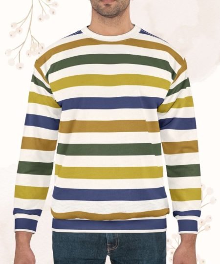 Coastal Classic Multicolor Striped Long Sleeve Unisex Sweatshirt