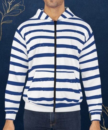 Nautical Navy Stripe Zip Hoodie