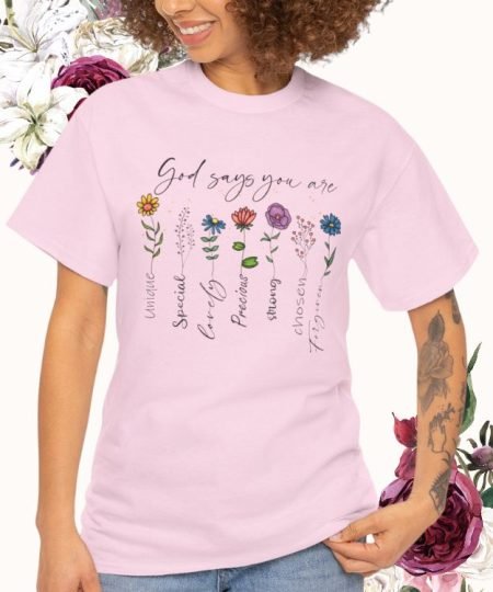 Womens Divine Affirmation Floral Casual Wear T-Shirt